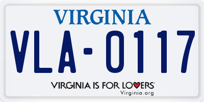 VA license plate VLA0117