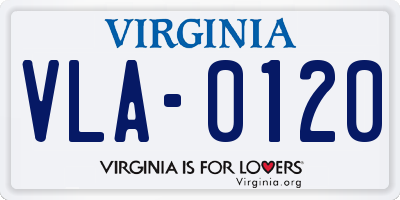 VA license plate VLA0120