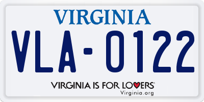 VA license plate VLA0122