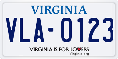 VA license plate VLA0123