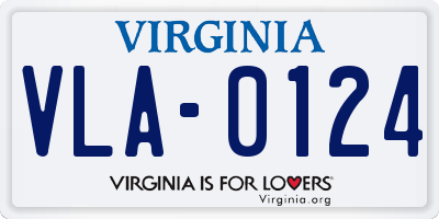 VA license plate VLA0124