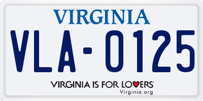 VA license plate VLA0125