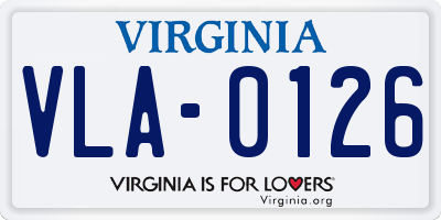 VA license plate VLA0126