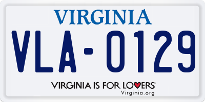 VA license plate VLA0129