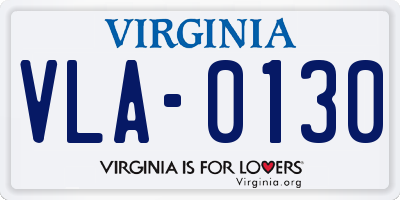 VA license plate VLA0130