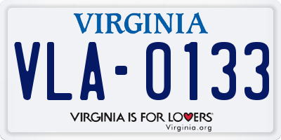 VA license plate VLA0133