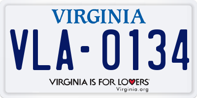 VA license plate VLA0134