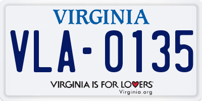 VA license plate VLA0135