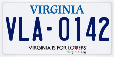 VA license plate VLA0142