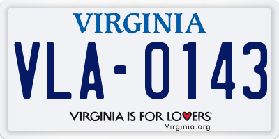 VA license plate VLA0143