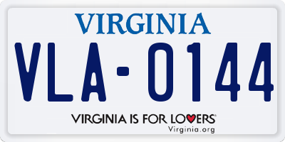 VA license plate VLA0144