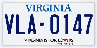 VA license plate VLA0147
