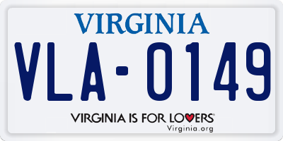 VA license plate VLA0149