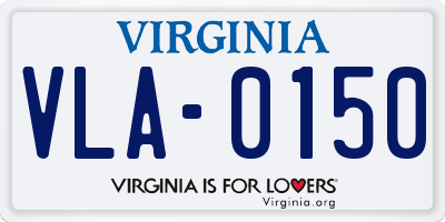 VA license plate VLA0150