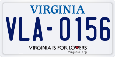 VA license plate VLA0156