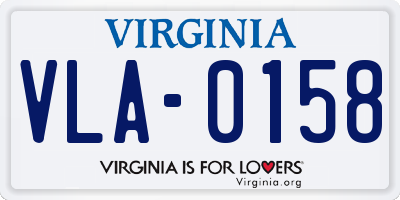 VA license plate VLA0158