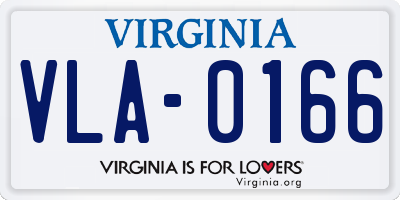 VA license plate VLA0166