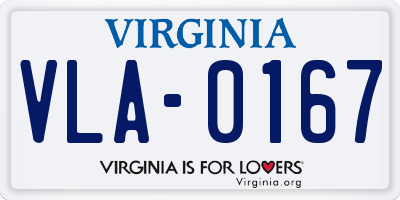 VA license plate VLA0167