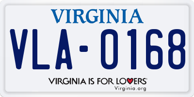 VA license plate VLA0168