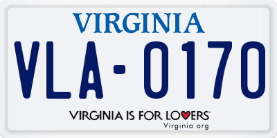 VA license plate VLA0170