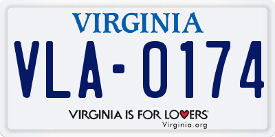 VA license plate VLA0174