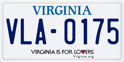 VA license plate VLA0175