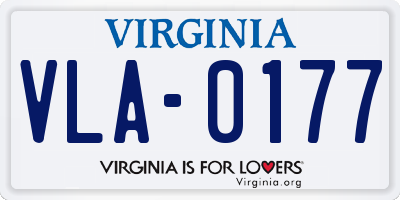 VA license plate VLA0177