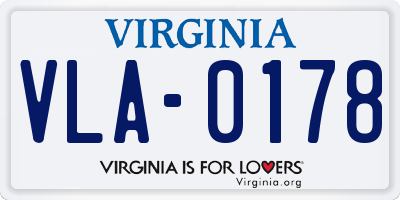 VA license plate VLA0178
