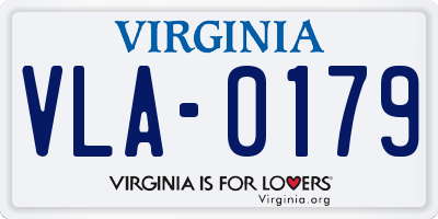 VA license plate VLA0179