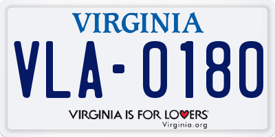 VA license plate VLA0180