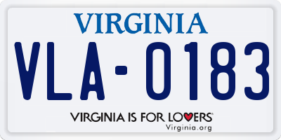 VA license plate VLA0183