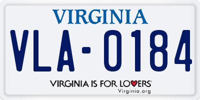 VA license plate VLA0184