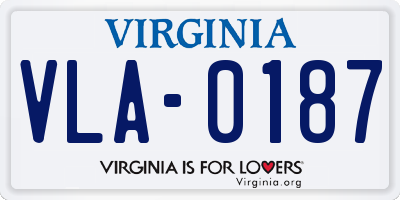 VA license plate VLA0187