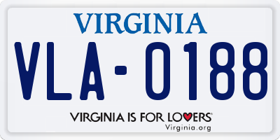 VA license plate VLA0188
