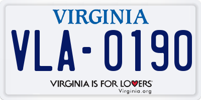 VA license plate VLA0190