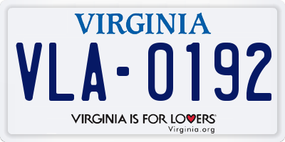VA license plate VLA0192