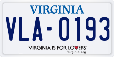 VA license plate VLA0193