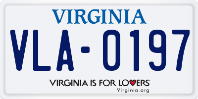 VA license plate VLA0197