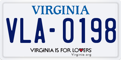 VA license plate VLA0198