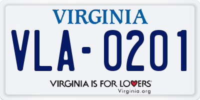 VA license plate VLA0201