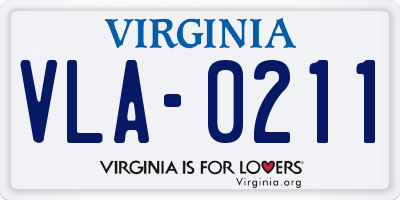 VA license plate VLA0211