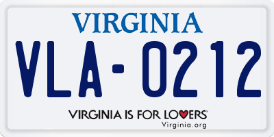 VA license plate VLA0212