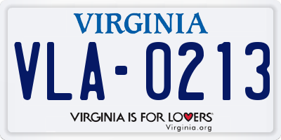 VA license plate VLA0213