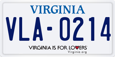 VA license plate VLA0214
