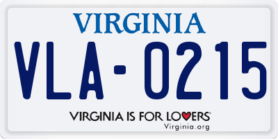 VA license plate VLA0215