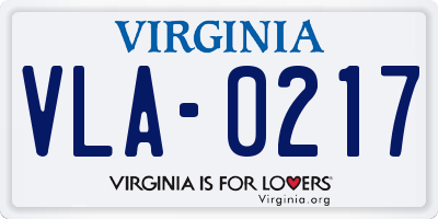 VA license plate VLA0217