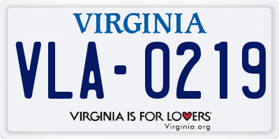 VA license plate VLA0219
