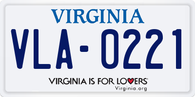 VA license plate VLA0221