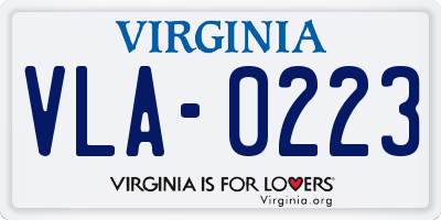 VA license plate VLA0223