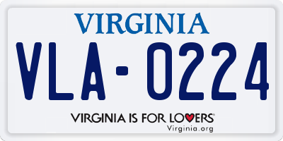 VA license plate VLA0224